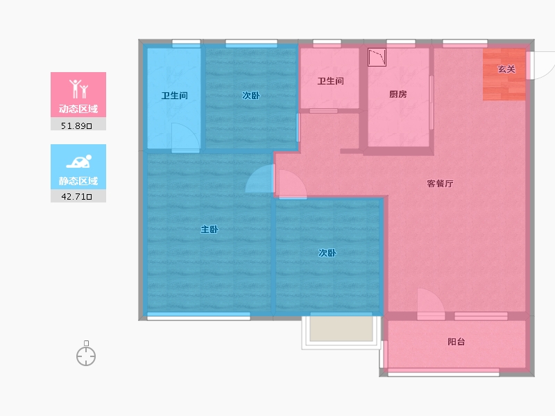 陕西省-西安市-西安孔雀城-84.80-户型库-动静分区