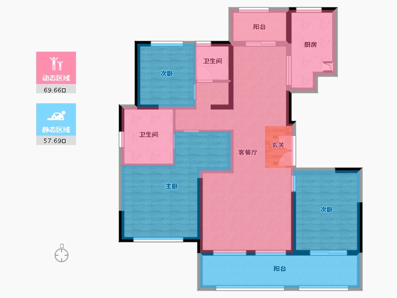 陕西省-西安市-沣华熙城-113.60-户型库-动静分区