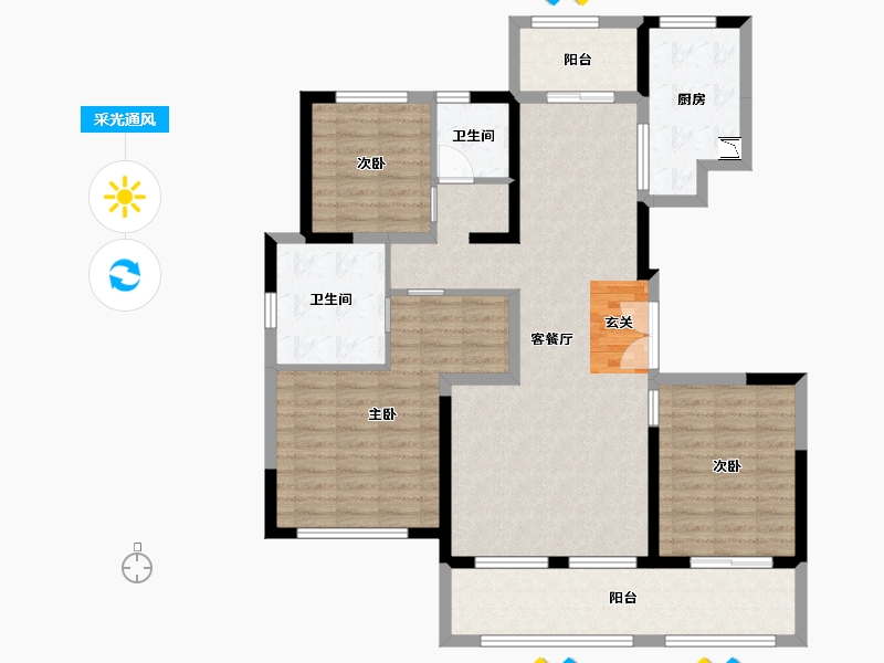 陕西省-西安市-沣华熙城-113.60-户型库-采光通风