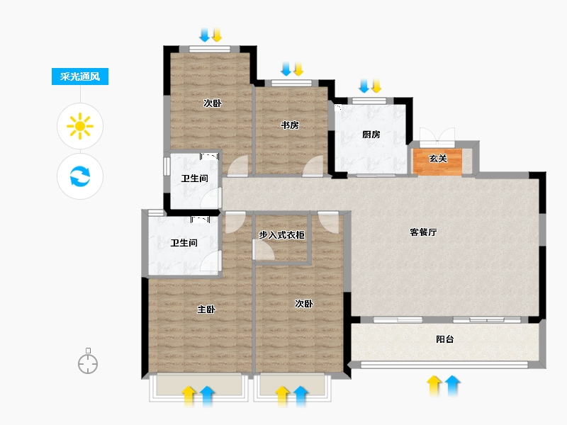 浙江省-绍兴市-中国铁建花语江南-126.40-户型库-采光通风