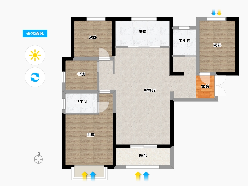 陕西省-西安市-德杰・德裕天下-95.43-户型库-采光通风