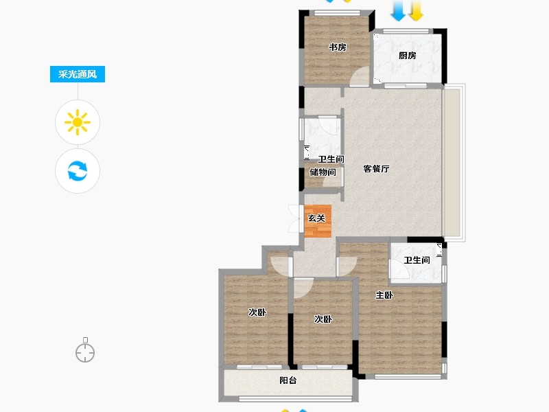 浙江省-绍兴市-中国铁建花语江南-121.91-户型库-采光通风