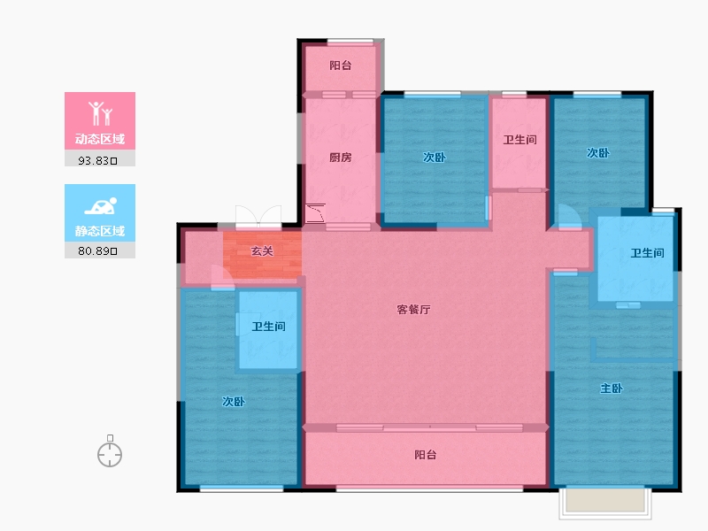 陕西省-西安市-沣华熙城-156.80-户型库-动静分区