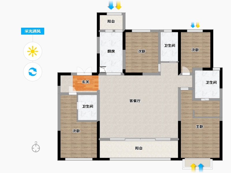 陕西省-西安市-沣华熙城-156.80-户型库-采光通风