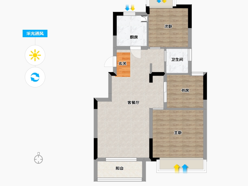 江苏省-苏州市-和岸花园-71.20-户型库-采光通风