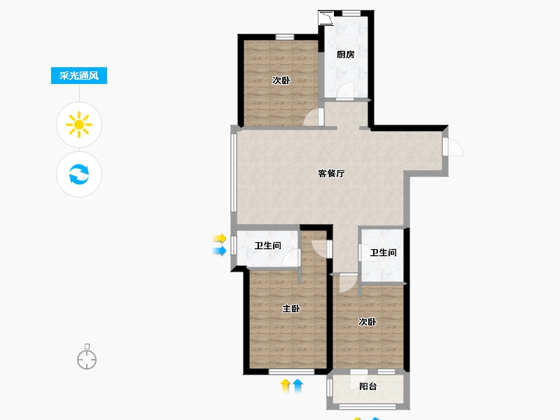 山东省-青岛市-紫樾尚府-97.60-户型库-采光通风