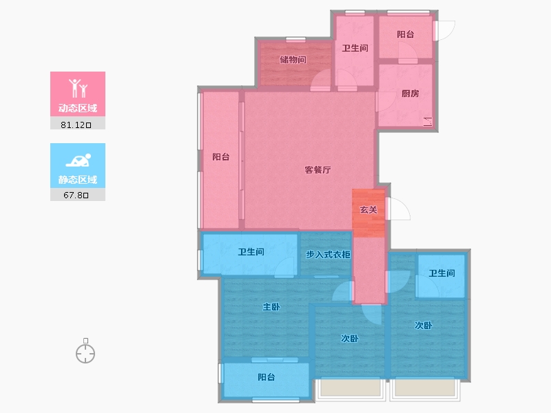 浙江省-绍兴市-天际府-134.24-户型库-动静分区