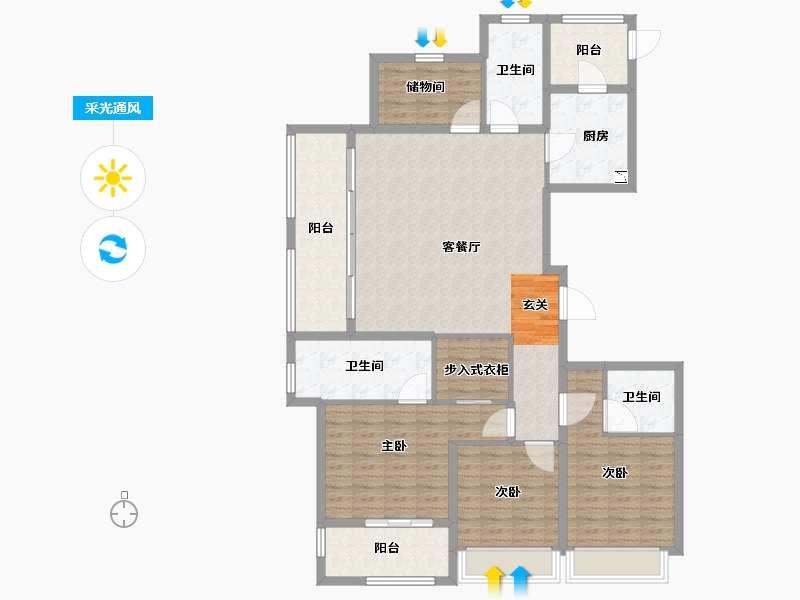 浙江省-绍兴市-天际府-134.24-户型库-采光通风