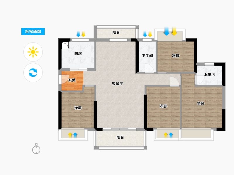 广东省-东莞市-方直星澜-99.71-户型库-采光通风