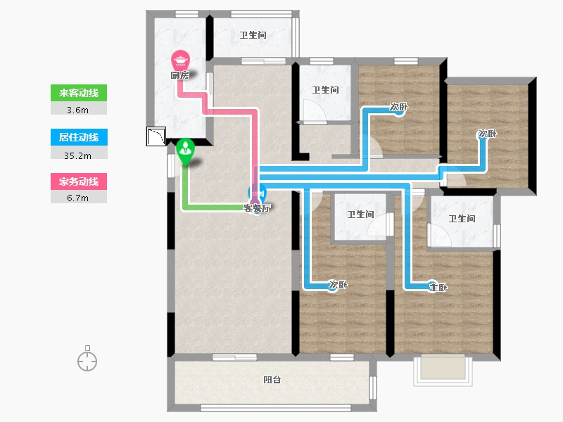 湖南省-长沙市-璀璨天城-119.20-户型库-动静线