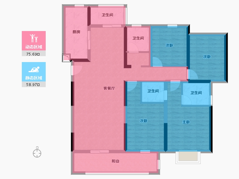 湖南省-长沙市-璀璨天城-119.20-户型库-动静分区