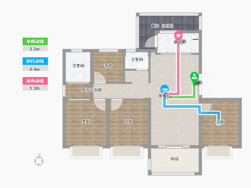 浙江省-金华市-君华水岸-110.01-户型库-动静线