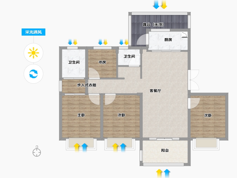 浙江省-金华市-君华水岸-110.01-户型库-采光通风