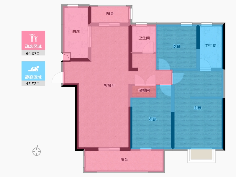 湖南省-长沙市-璀璨天城-99.29-户型库-动静分区