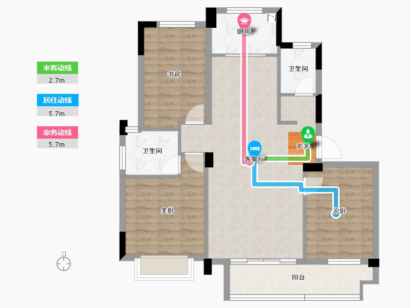 浙江省-绍兴市-朗臻望江府-91.05-户型库-动静线