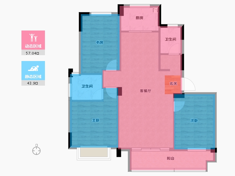 浙江省-绍兴市-朗臻望江府-91.05-户型库-动静分区