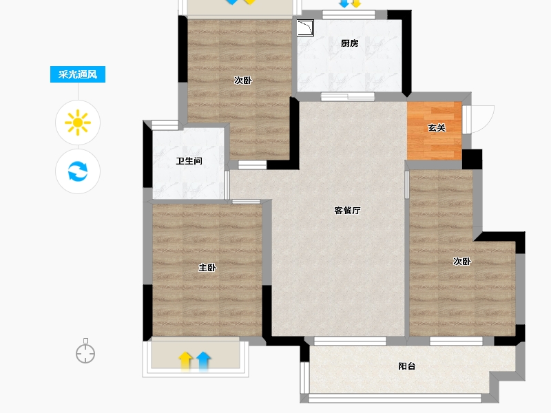 江苏省-苏州市-和岸花园-71.20-户型库-采光通风