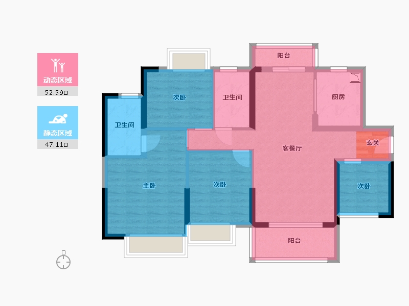 广东省-东莞市-方直星澜-88.38-户型库-动静分区