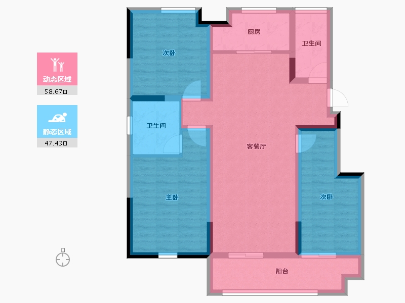 山东省-青岛市-少海曦泮-94.39-户型库-动静分区