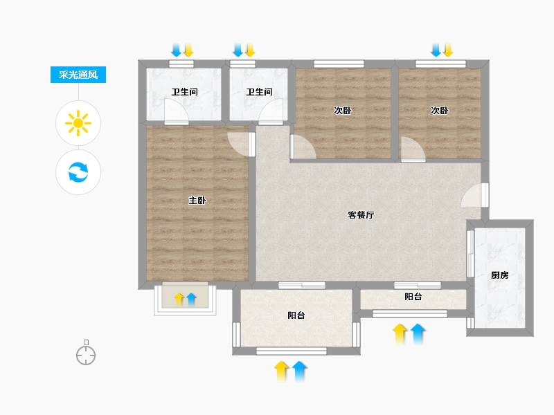 四川省-眉山市-东坡区碧桂园天誉-84.06-户型库-采光通风