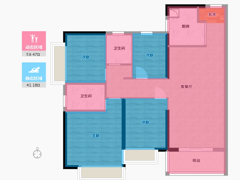 广东省-东莞市-方直星澜-89.34-户型库-动静分区