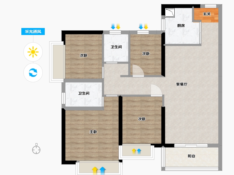 广东省-东莞市-方直星澜-89.34-户型库-采光通风