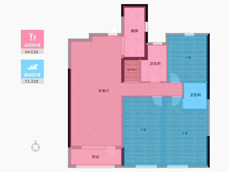 山东省-青岛市-紫樾尚府-104.01-户型库-动静分区