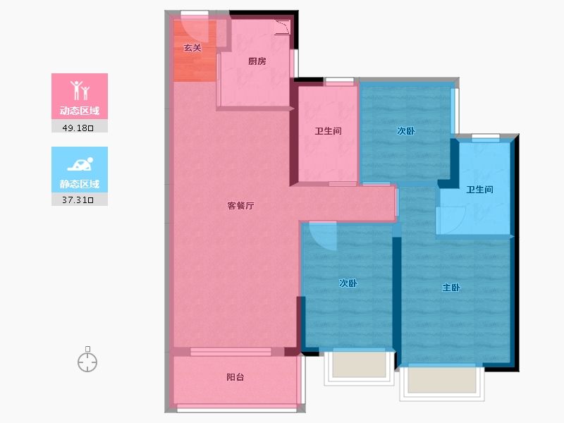 广东省-东莞市-方直星澜-77.01-户型库-动静分区