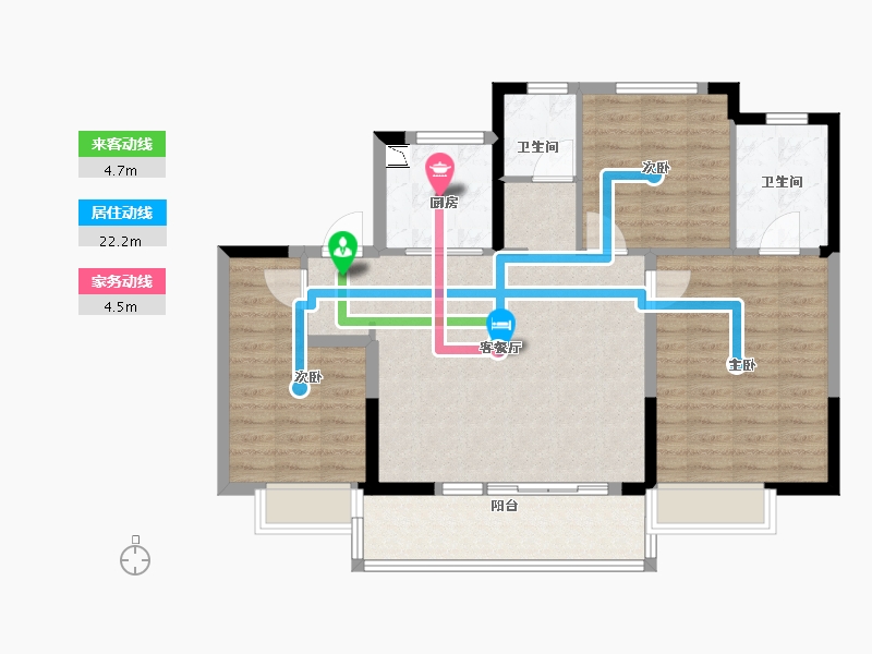 江苏省-无锡市-宜兴绿地四季印象-93.60-户型库-动静线