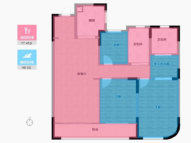 江苏省-无锡市-耘林生命公寓洋溪华庭-113.60-户型库-动静分区