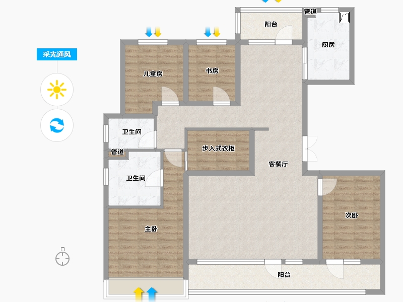 山东省-济南市-中海・天钻-132.00-户型库-采光通风