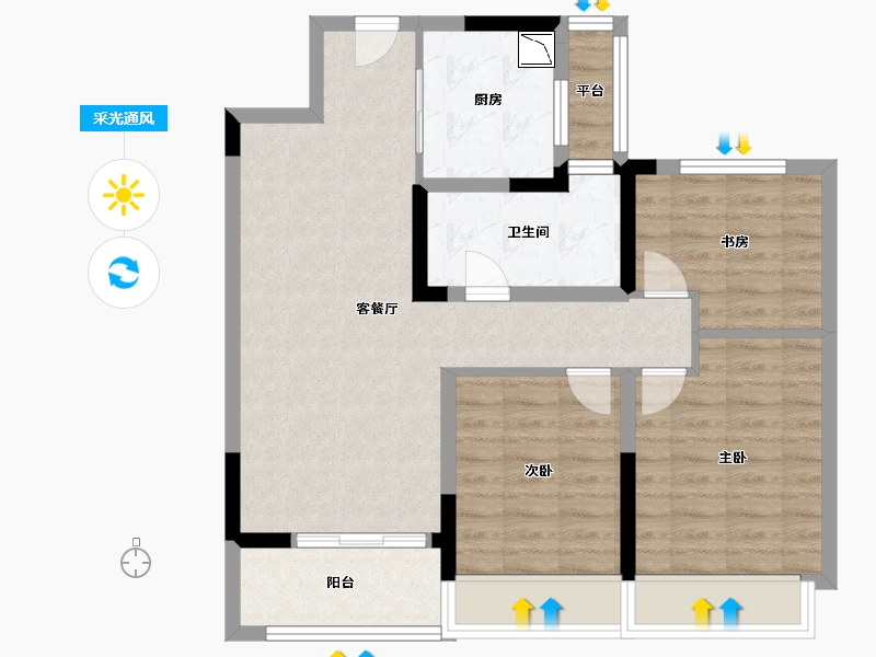 江苏省-无锡市-绿城诚园-79.20-户型库-采光通风