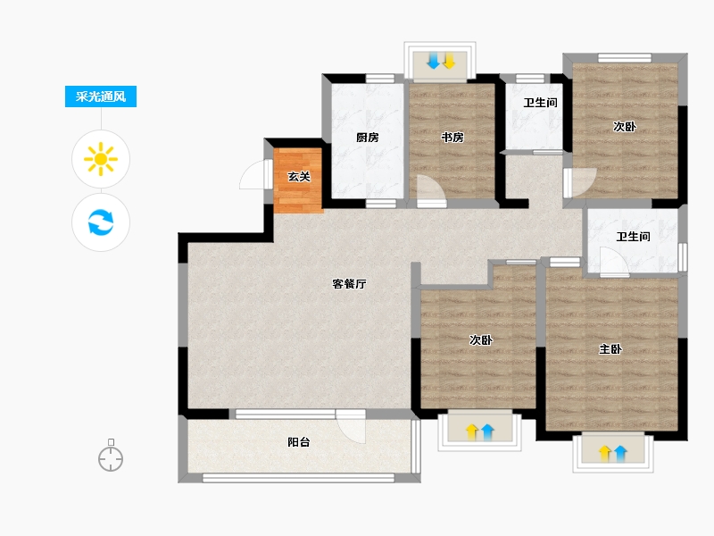 江苏省-苏州市-观湖春天-104.01-户型库-采光通风