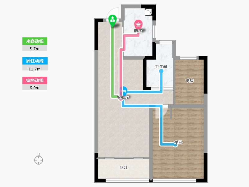 江苏省-无锡市-耘林生命公寓洋溪华庭-75.20-户型库-动静线