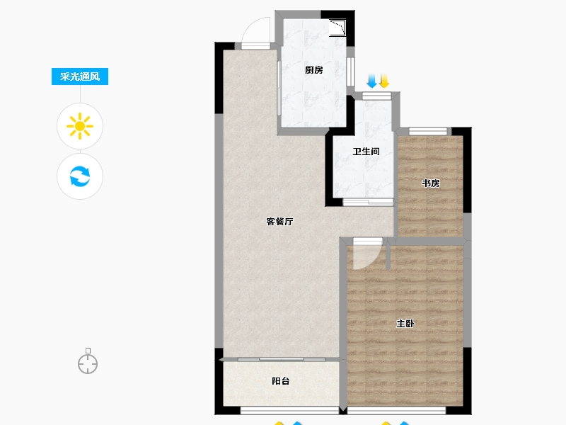 江苏省-无锡市-耘林生命公寓洋溪华庭-75.20-户型库-采光通风