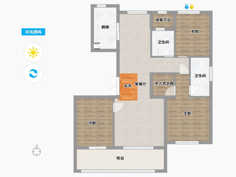 江苏省-苏州市-青剑湖颐和公馆-103.20-户型库-采光通风