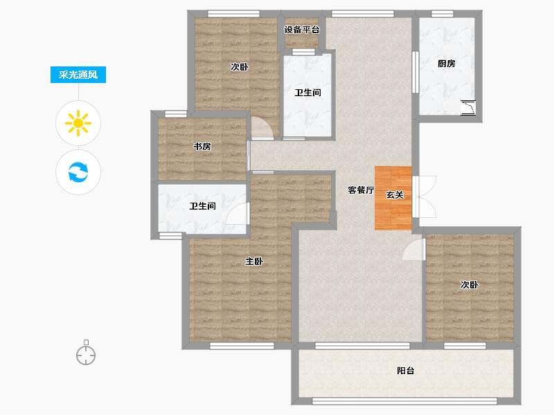 江苏省-苏州市-青剑湖颐和公馆-120.00-户型库-采光通风