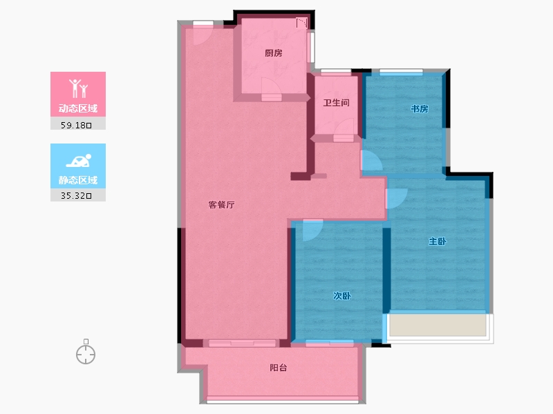 江苏省-无锡市-铂悦名邸-83.99-户型库-动静分区