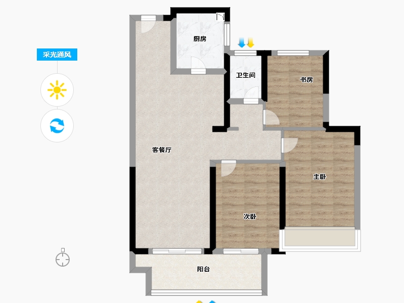 江苏省-无锡市-铂悦名邸-83.99-户型库-采光通风