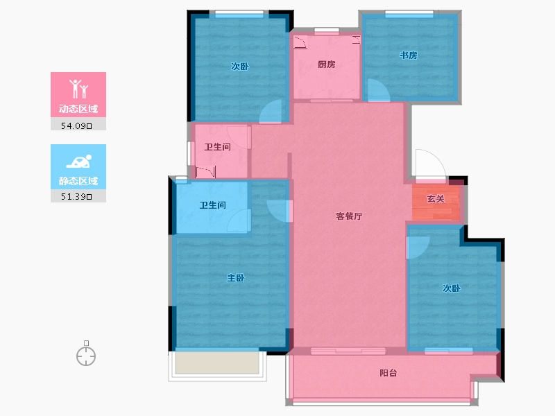 浙江省-绍兴市-中梁隐山府-94.40-户型库-动静分区