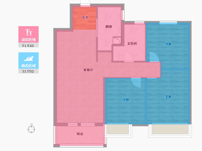 陕西省-西安市-西安孔雀城-76.00-户型库-动静分区