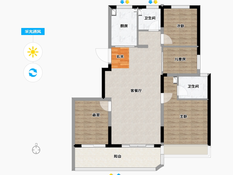 浙江省-绍兴市-阳光城碧桂园玺园-101.72-户型库-采光通风