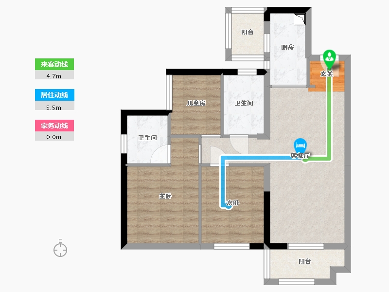 广东省-东莞市-招商雍景湾-69.67-户型库-动静线