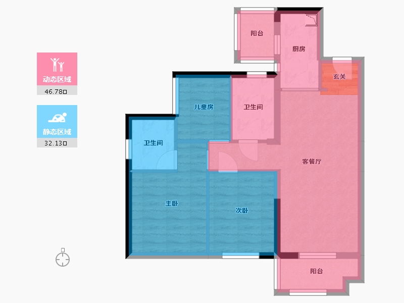 广东省-东莞市-招商雍景湾-69.67-户型库-动静分区