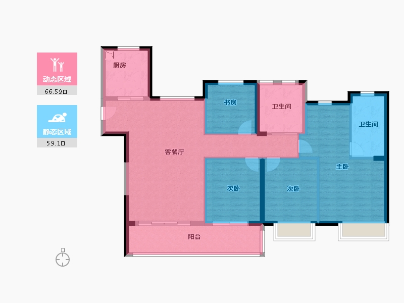 江苏省-无锡市-宜兴绿地四季印象-113.60-户型库-动静分区