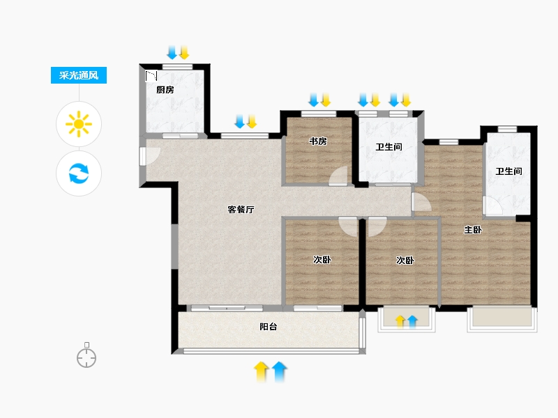 江苏省-无锡市-宜兴绿地四季印象-113.60-户型库-采光通风