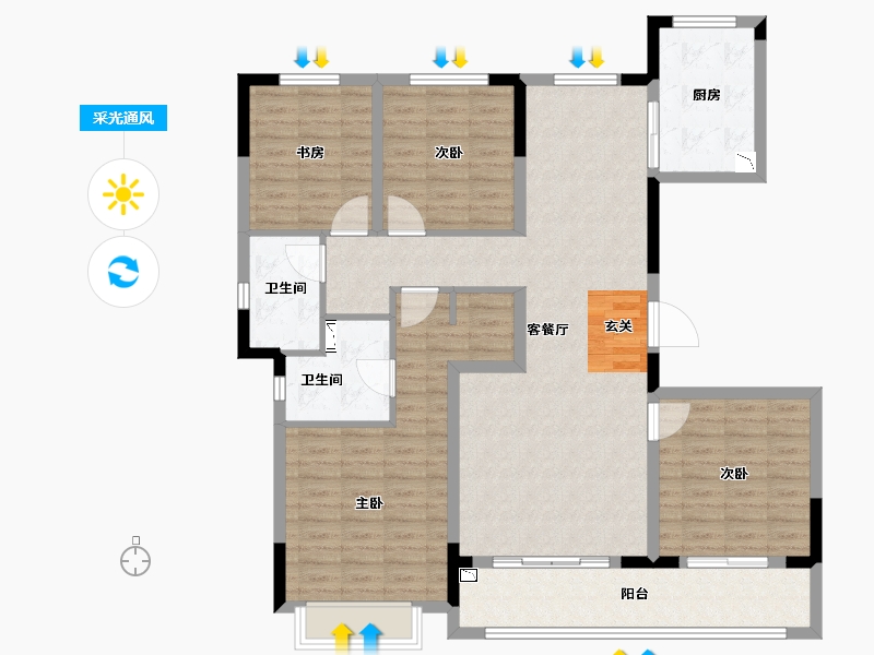 浙江省-绍兴市-滨湖湾-121.02-户型库-采光通风