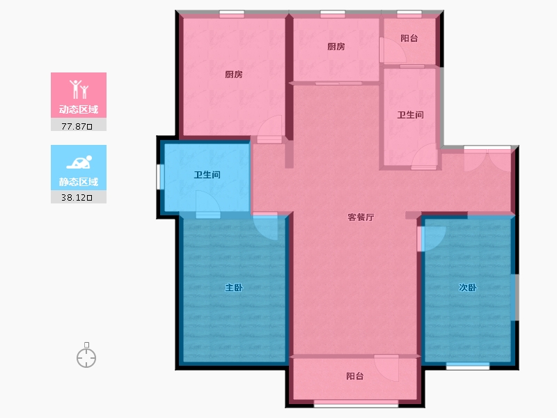 内蒙古自治区-呼和浩特市-松江左右城-104.10-户型库-动静分区