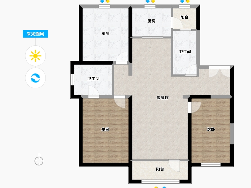 内蒙古自治区-呼和浩特市-松江左右城-104.10-户型库-采光通风