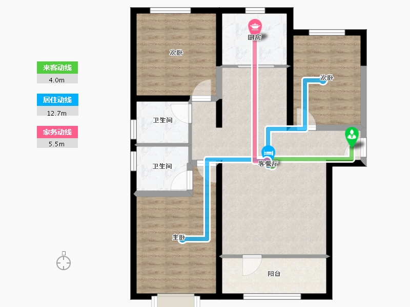 内蒙古自治区-呼和浩特市-松江左右城-88.72-户型库-动静线